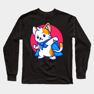 Cute cat super hero Long Sleeve T-Shirt